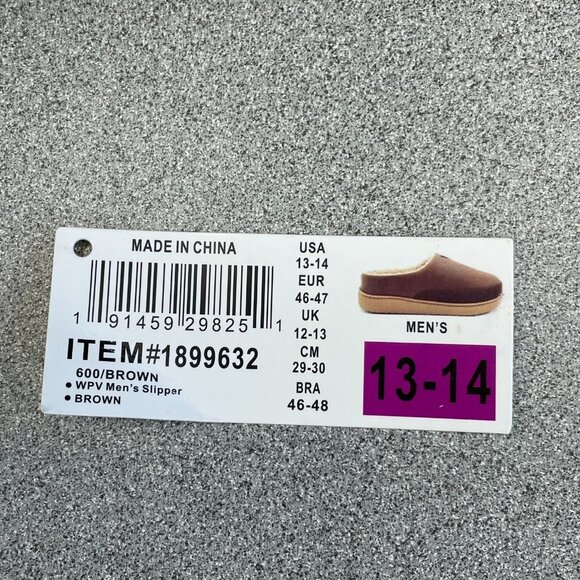 NEW Weatherproof Vintage Men's Size 13-14 Brown Slippers Faux Suede & Sherpa - Picture 5 of 6